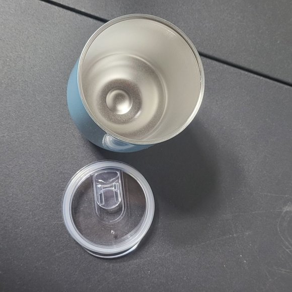 Stainless Steel Blue Floral Wine Tumbler with Lid Pastel Drinkware Cup - Picture 5 of 7